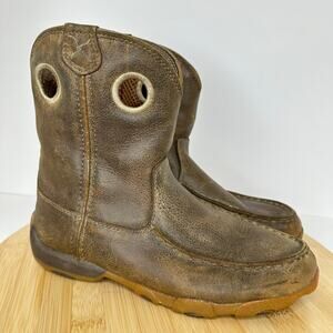 Twisted X Kids Driving Moc Boot Leather Brown YDB0002 Youth Size 3 Womens 6